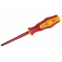 КВТ Диэлектрическая отвертка Pozidriv PZ2*100 с изоляцией СЛИМ, 78614 KVT